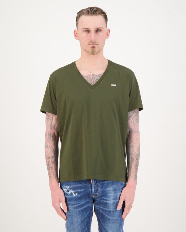 Metallic Logo V-Hals T-Shirt Army