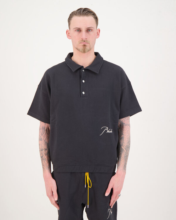 Pique Snap Short Sleeve Polo Black