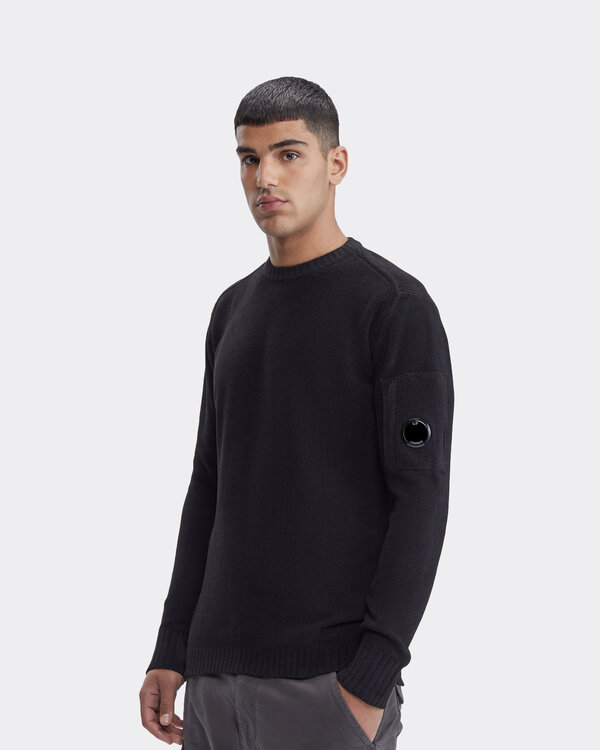 Chenille Cotton Crewneck Schwarz