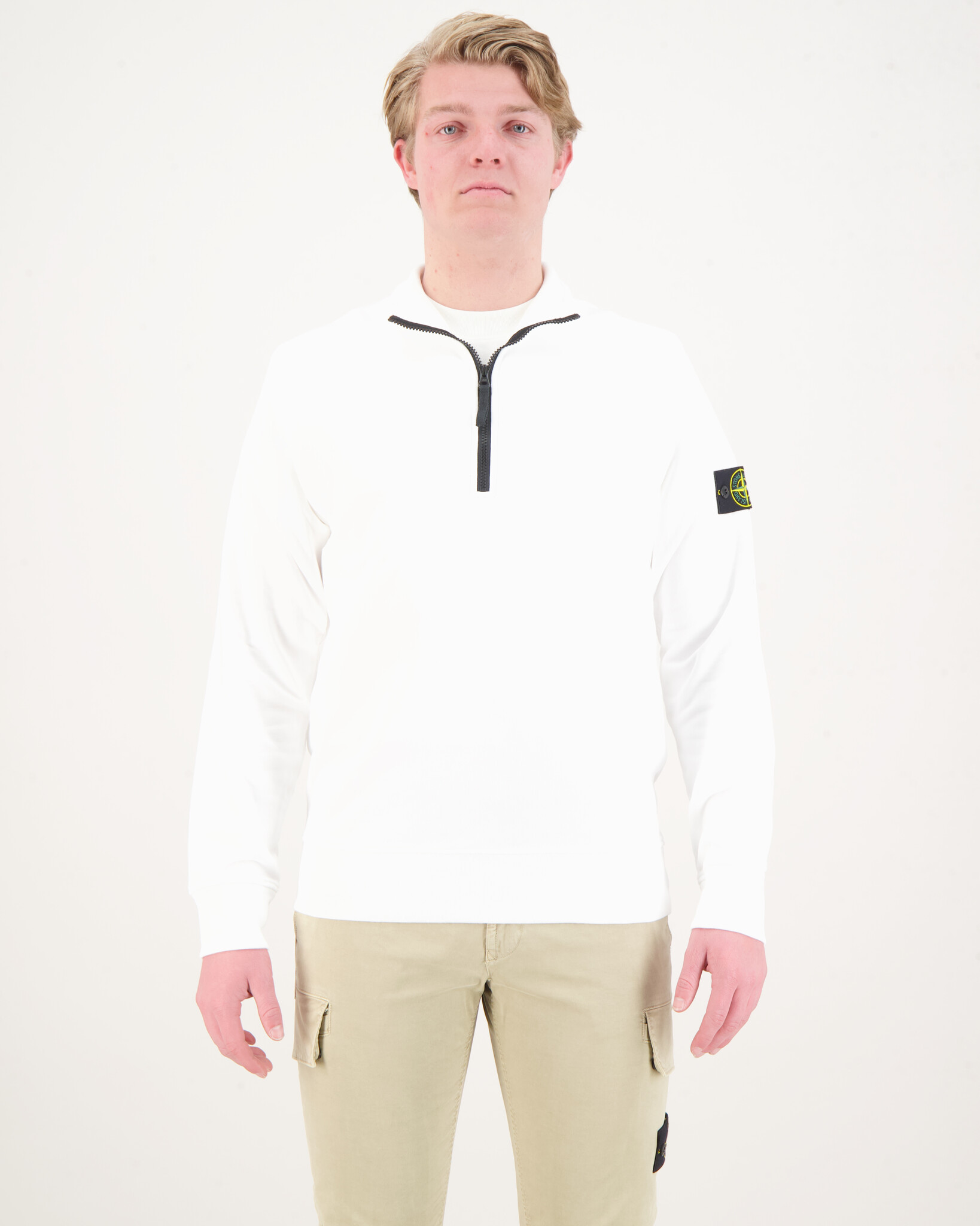 Stone Island 61951 Felpa Half Zip Sweater Wit