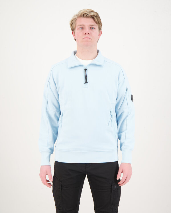 Diagonal Raised Half Zip Blue