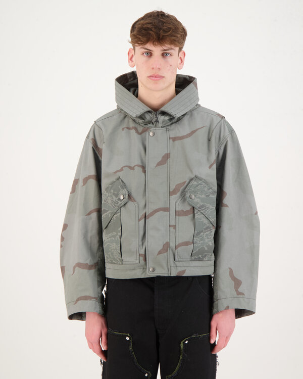 Regenerated Camo Bomber Jacket Grey