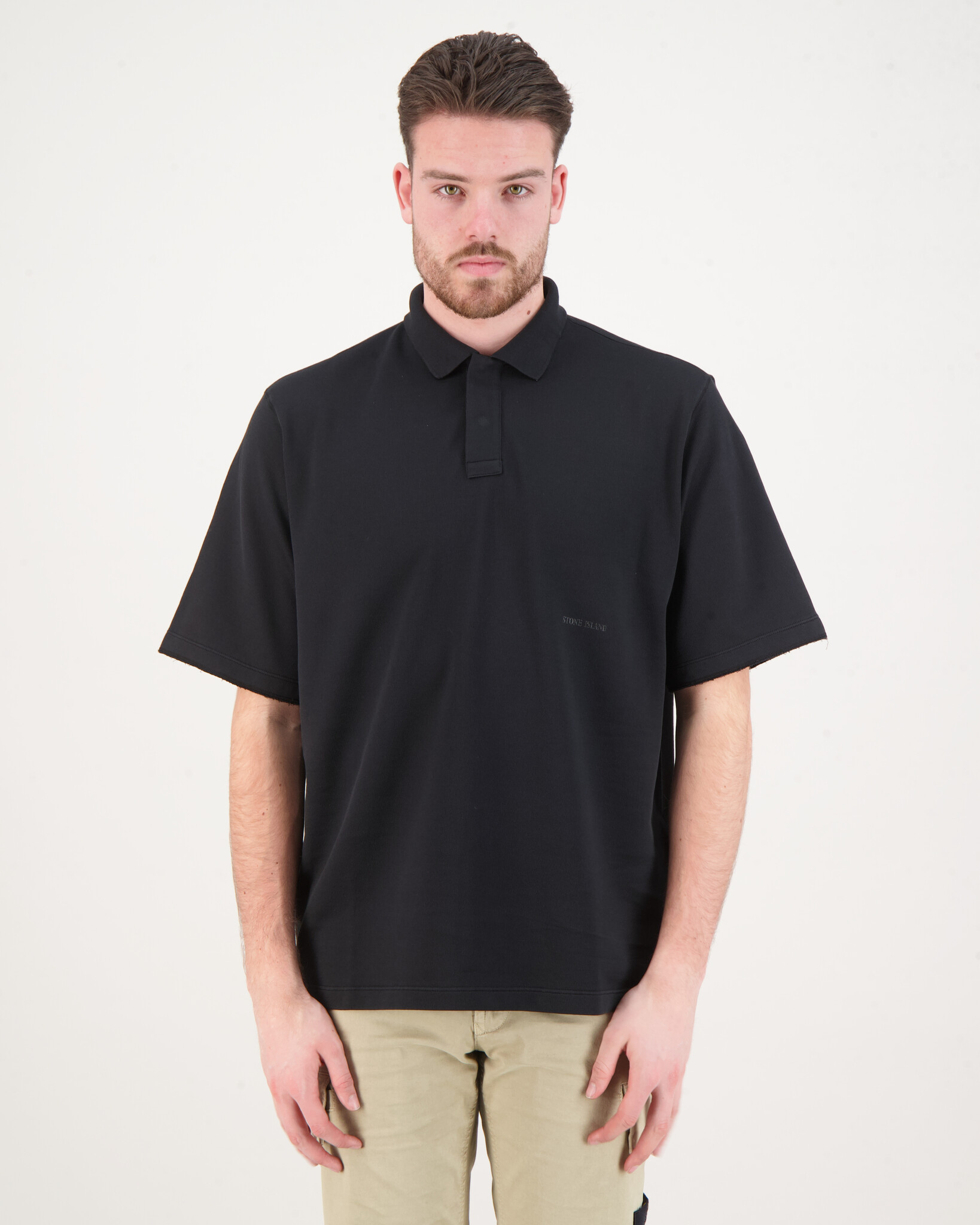 Stone Island 216F3 Polo T-Shirt Ghost Zwart - Beachim