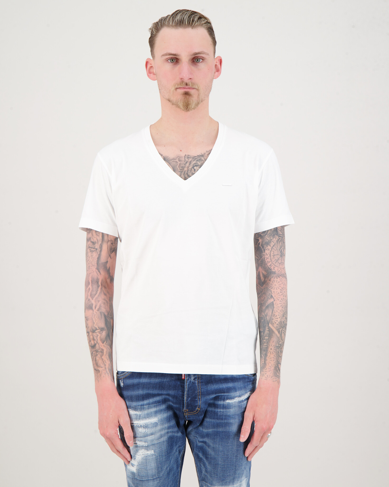 DSQUARED2 半袖 Tシャツ V-neck T-shirt S74GD1254 D20020100 DSQUARED2 Cool Fit V Neck Classic T-shirt Khaki - Clothing