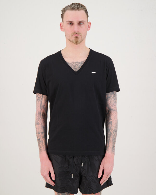 Metallic Logo V-Hals T-Shirt Black