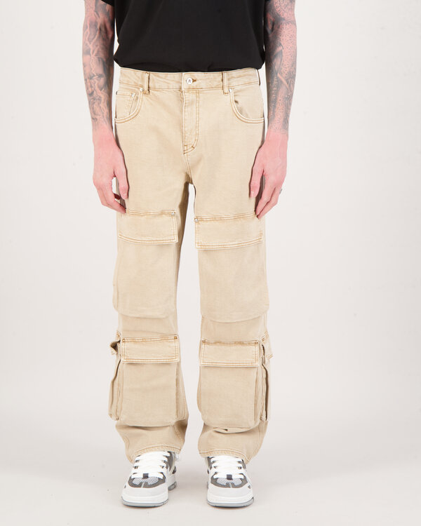 R3ca Cargo Denim Jeans Brown