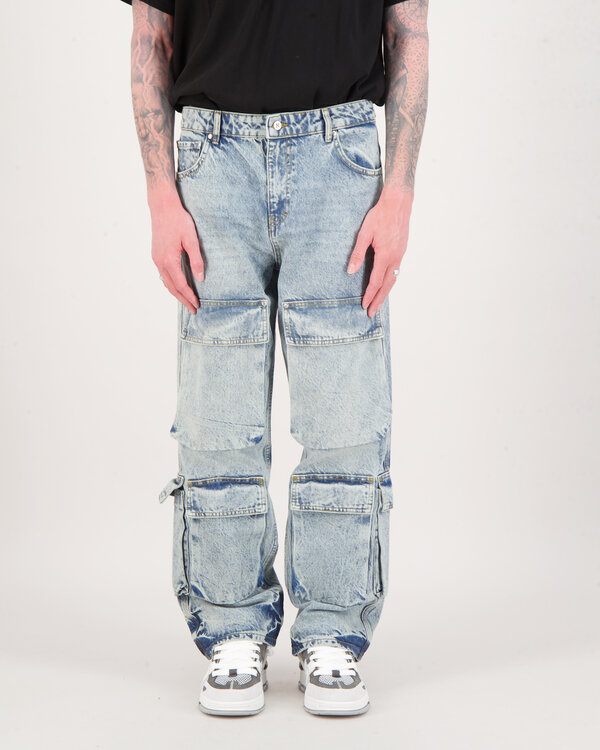 R3ca Cargo Denim Jeans Blauw