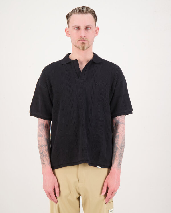 Open Stitch Polo Black