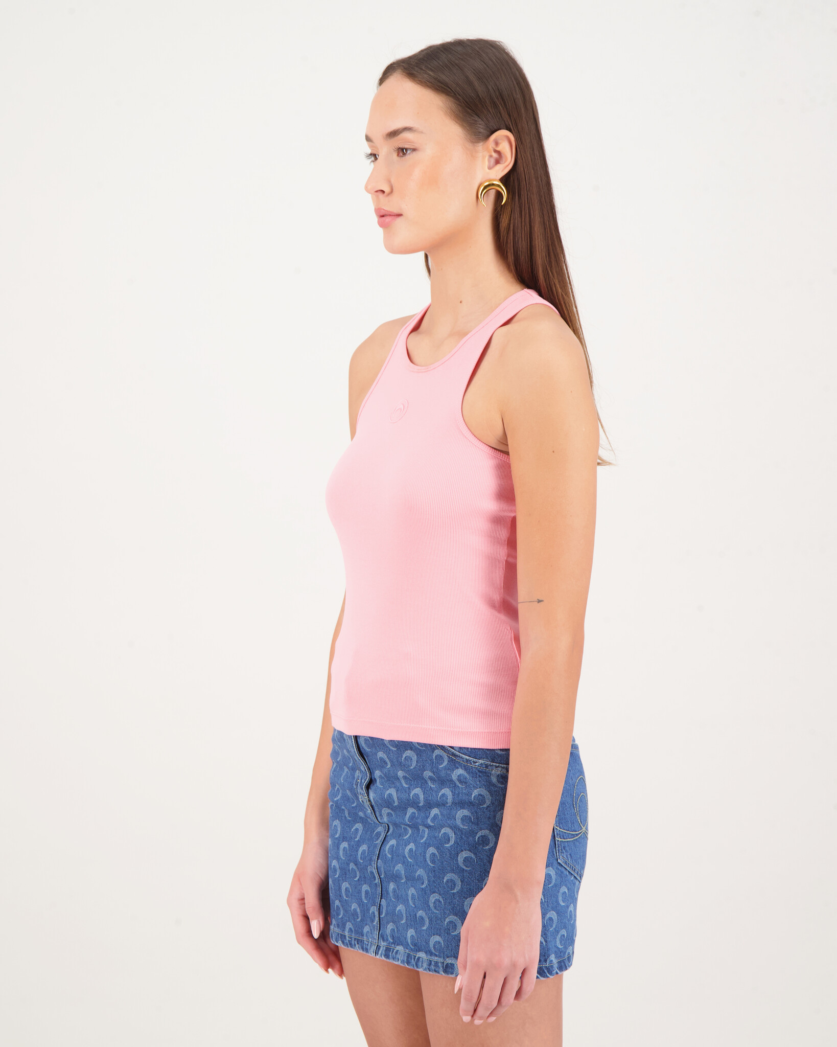 Marine Serre Organic Cotton Rib 2x2 Tank Top Pink - Beachim