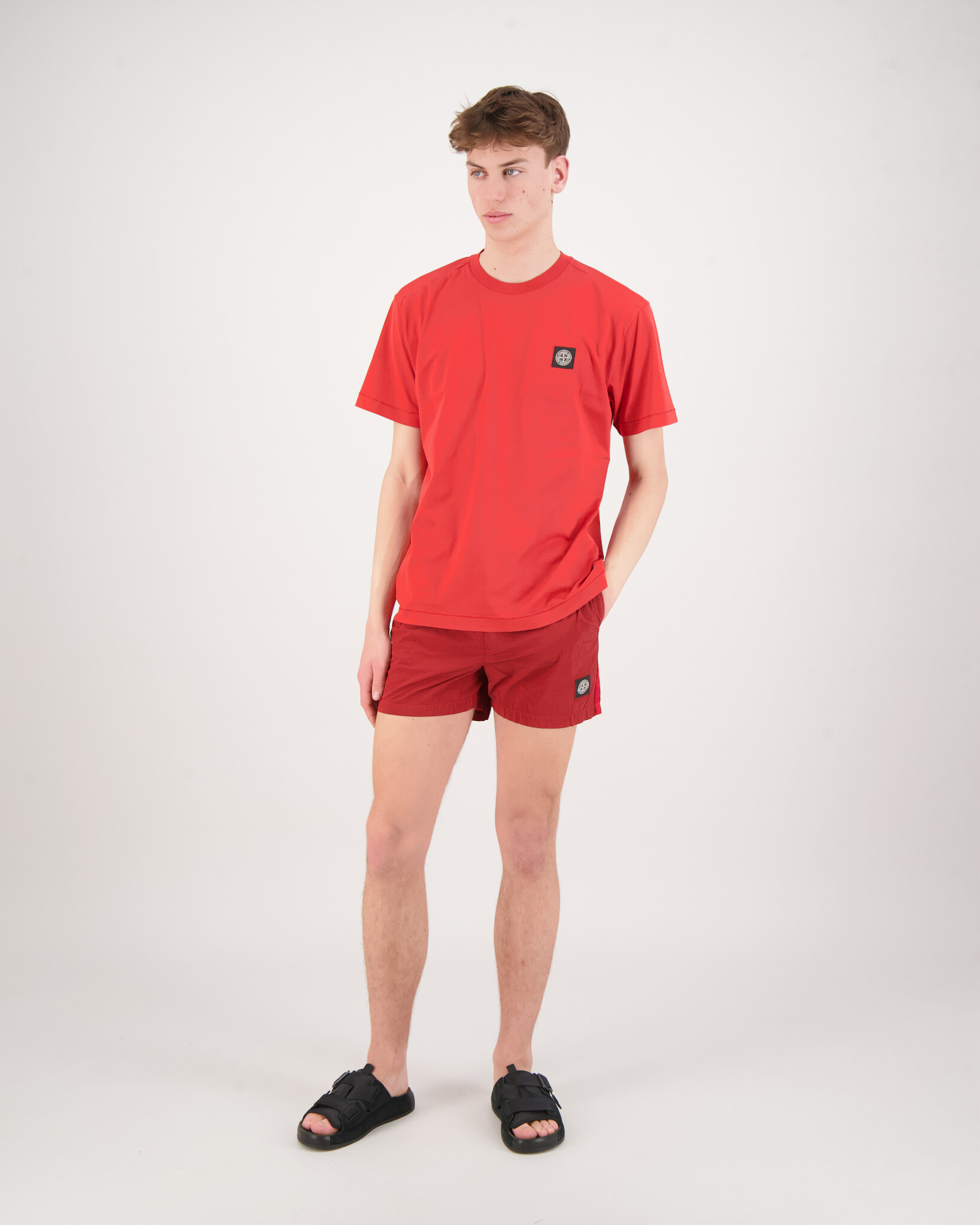 Stone Island B0643 Nylon Metal Swim Swim Short Rood - Beachim