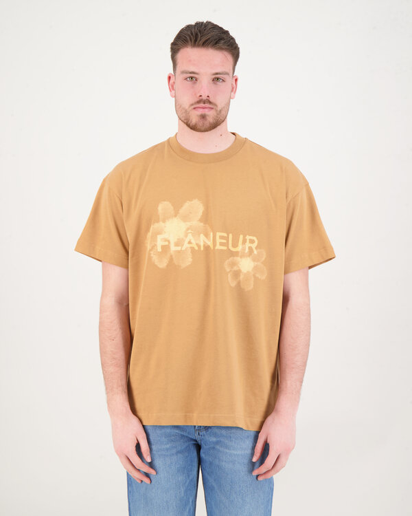 Floral Watercolor T-Shirt Bruin Oranje