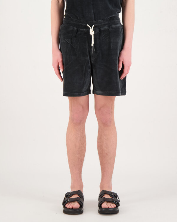 Nearly Black Velour Shorts Zwart