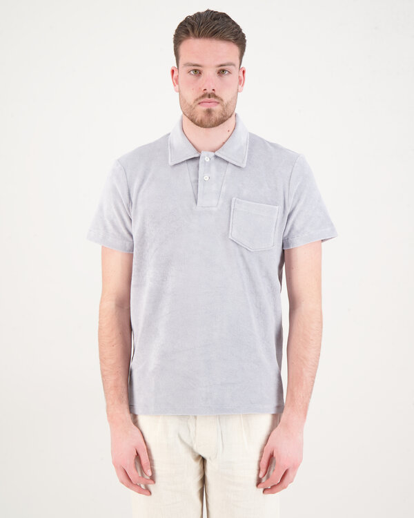 Terry Towelling Polo Light Grey