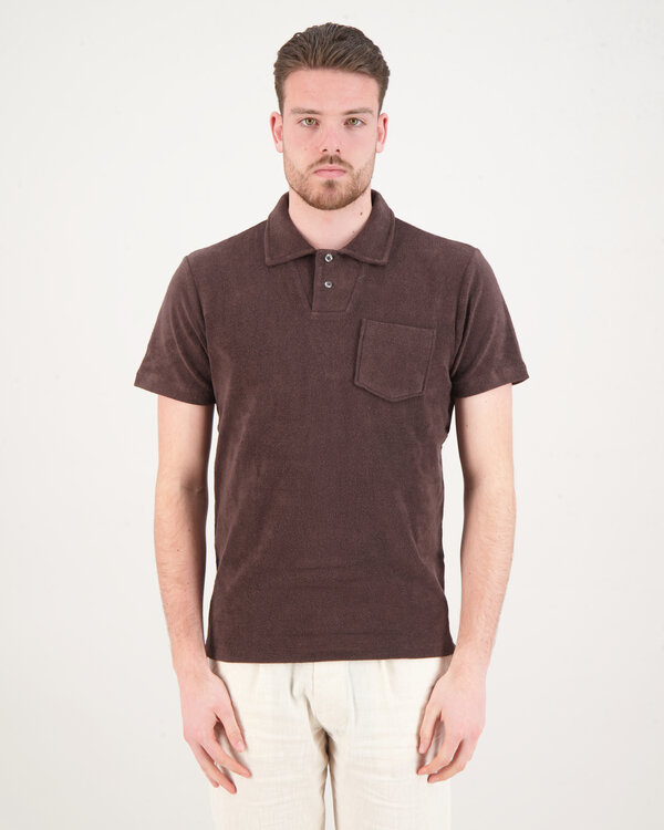 Terry Towelling Polo Brown