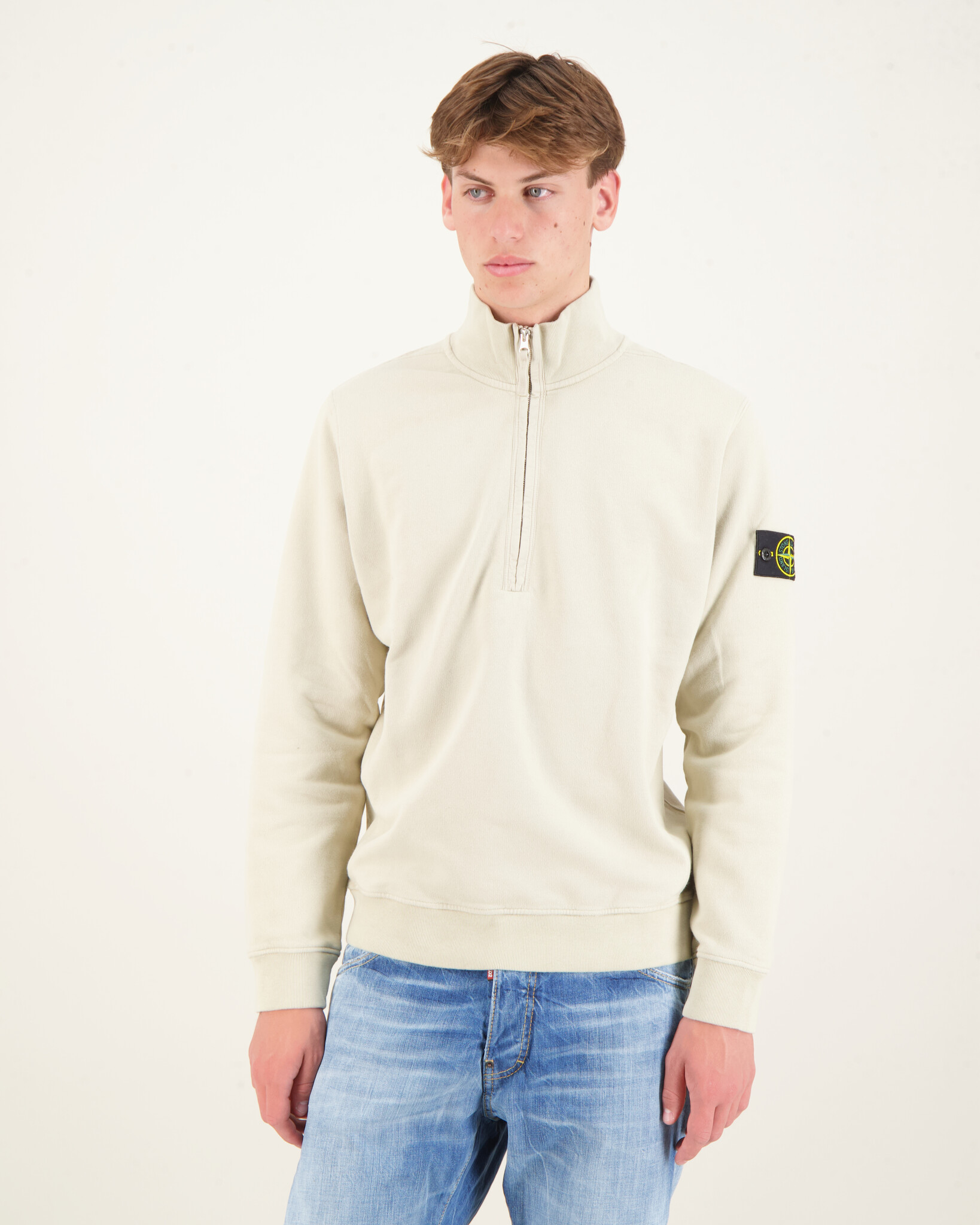 Ｙ② Stone Island 63420 Felpa Half Zip Sweater Offwhite - Beachim