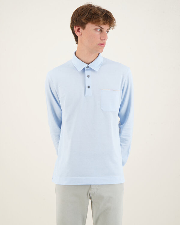 Long Sleeve Polo Blue