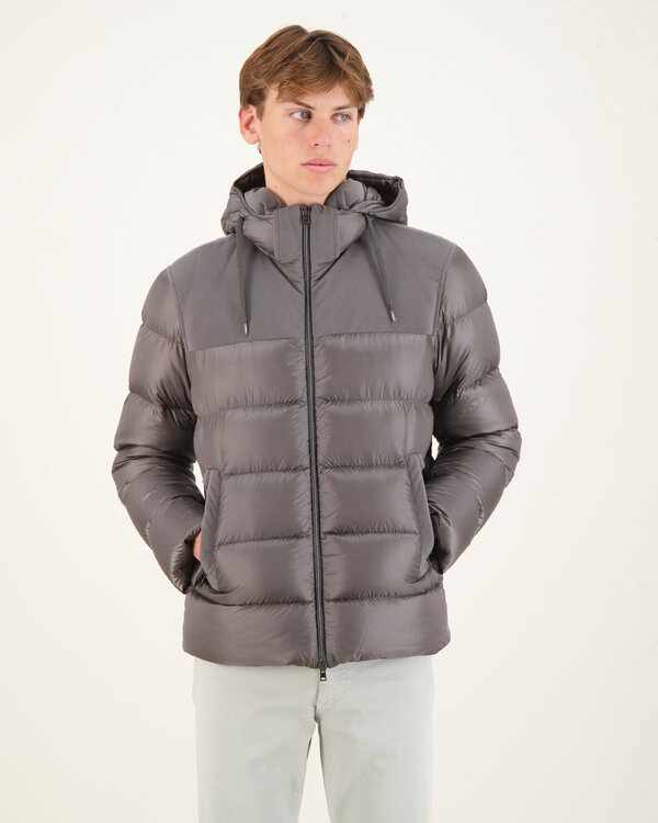 Piumino Corto Dettagli Velluto Jacket Grijs