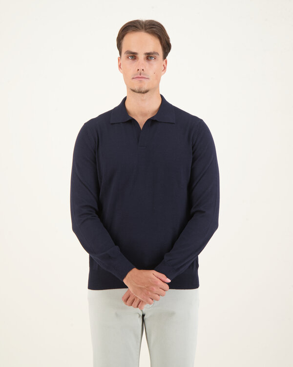 Tennis Polo Long Sleeve Marine