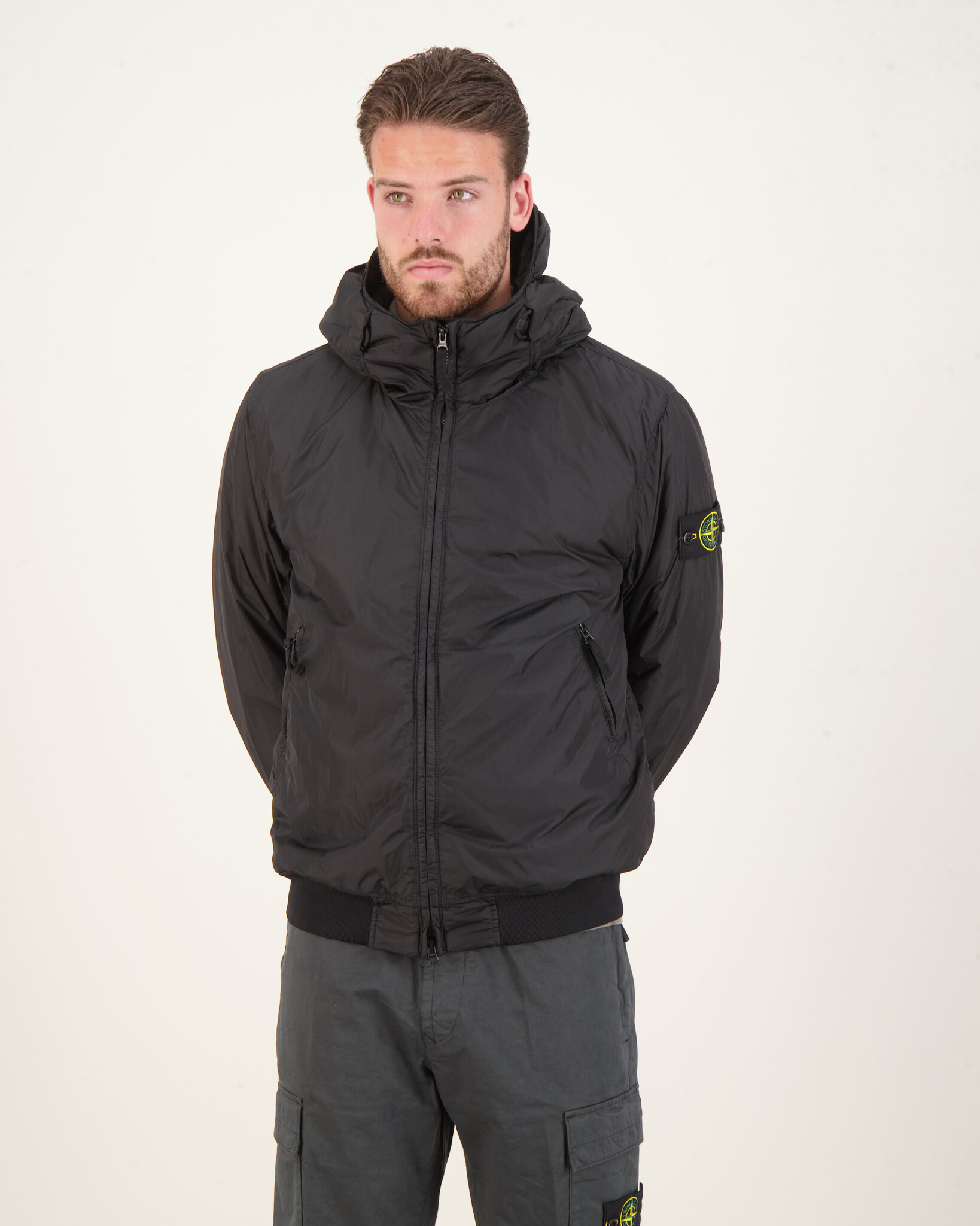 ジャケット・アウター Stone  crinkle reps Black M 18aw Stone Island Dyed Crinkle Reps R-NY With Primaloft TC Jacket Zwart