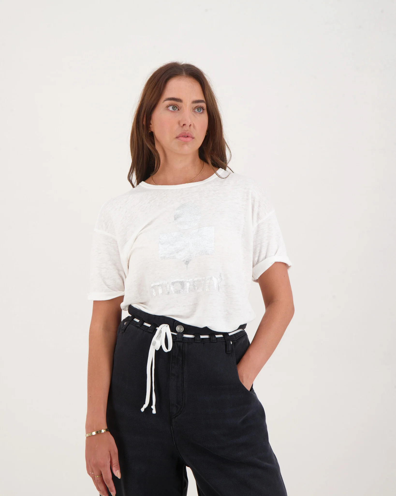 【ISABEL MARANT】(W) Koldi Logo T-Shirt White Black Isabel Marant Koldi T-shirt Wit - Beachim