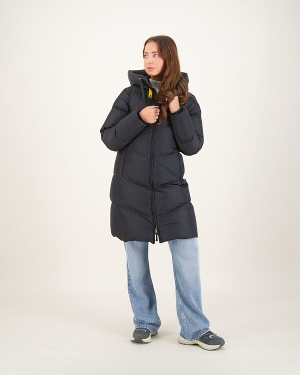Rindou Long Hooded Down Jacket  Zwart