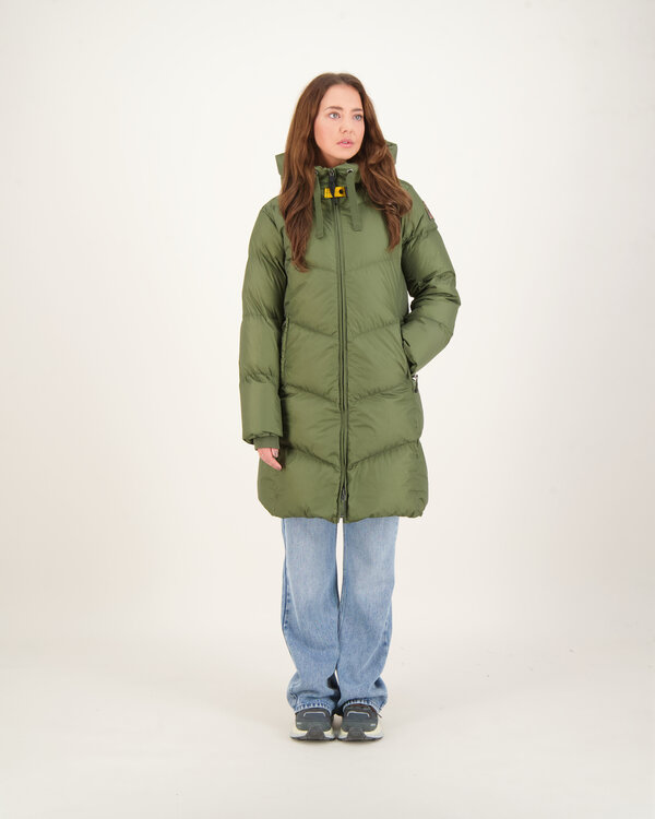 Rindou Long Hooded Down Jacket Groen