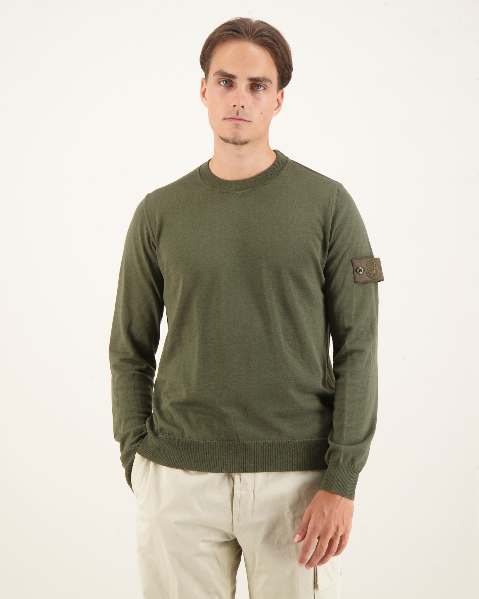Stone Island 566FC Knitwear Ghost Crewneck Sweater Army Stone Island 566FC Knitwear Ghost Crewneck Sweater Army