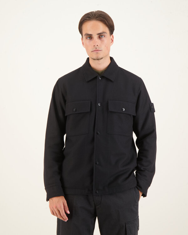Stone Island 120F4 Overshirt Wol Ghost Zwart 120F4 Overshirt Wol Ghost Zwart