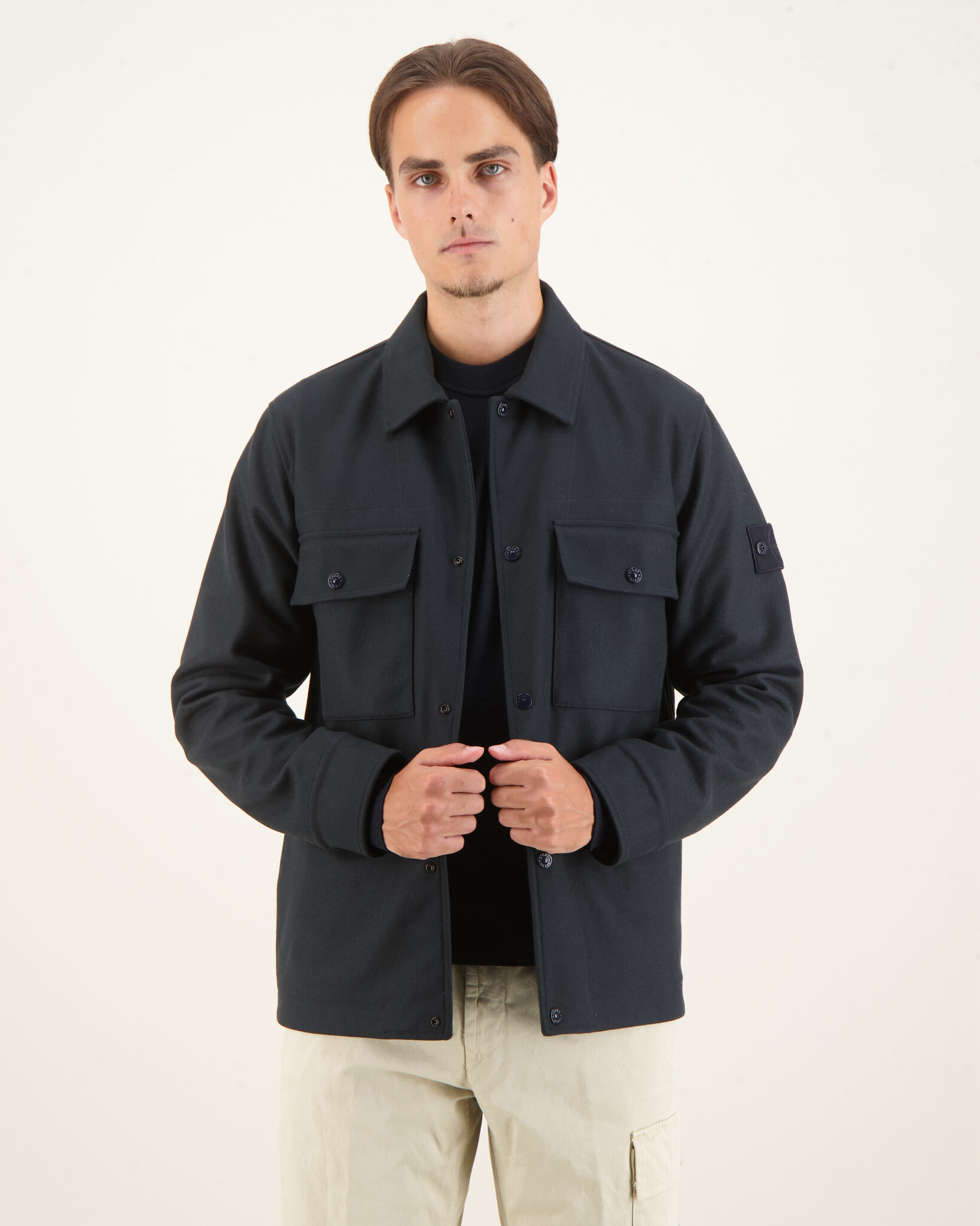 Navy stone island overshirt discount