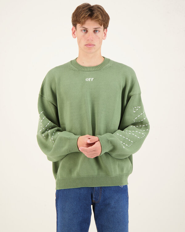 Stitch Arrow Diagonals Knit Crewneck Groen