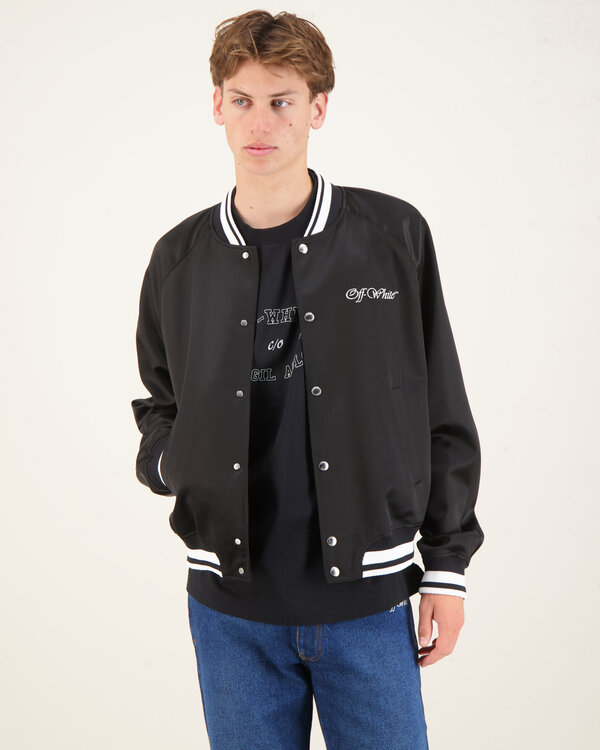 College Satin Souvenir Jacket Zwart
