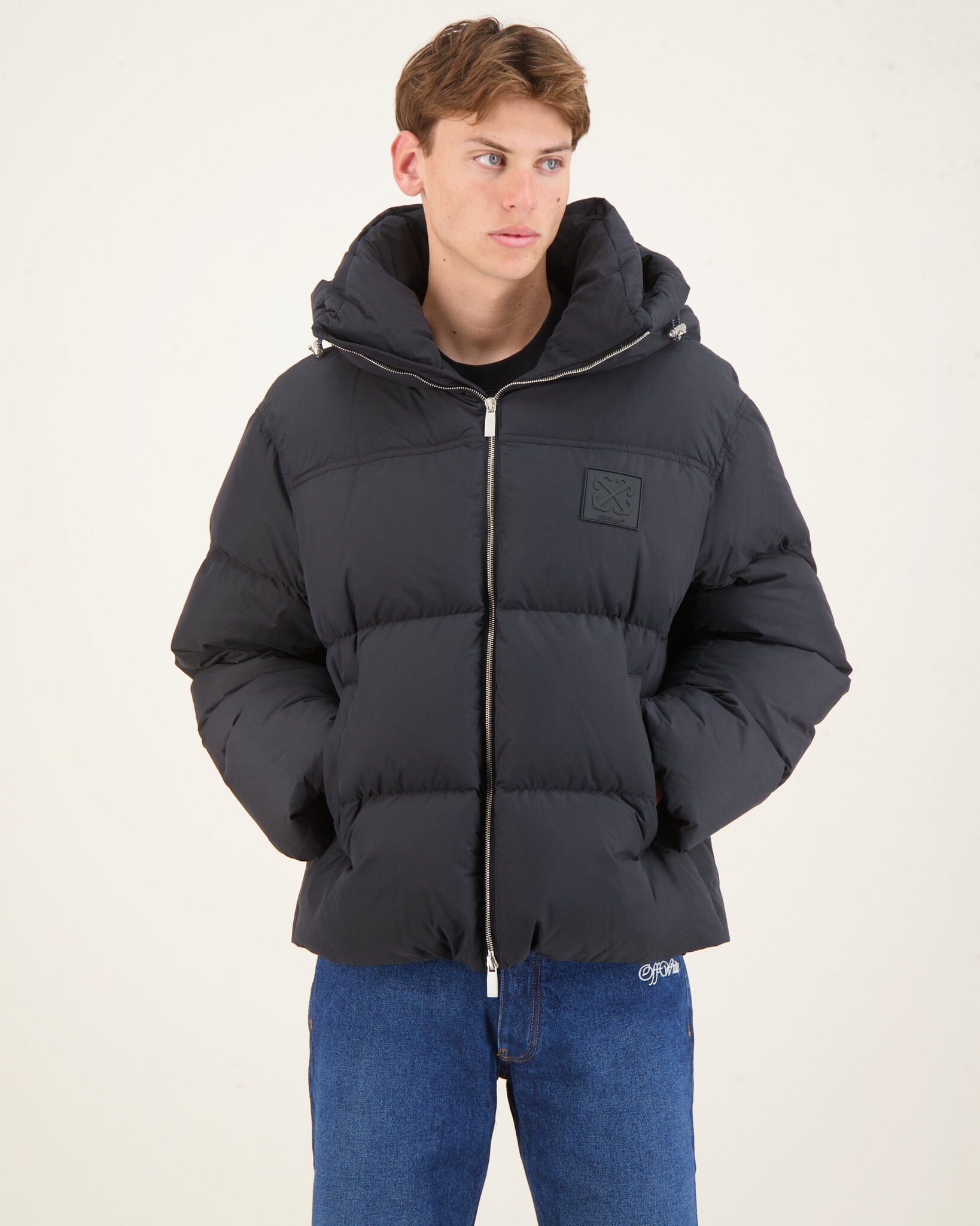 Off White Patch Arrow Down Puffer Black Beachim