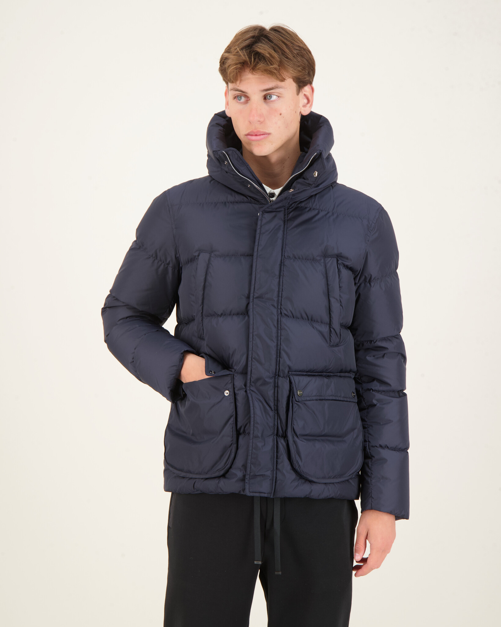 Herno Piumino Bomber Multi Tasche Jacket Blue Beachim