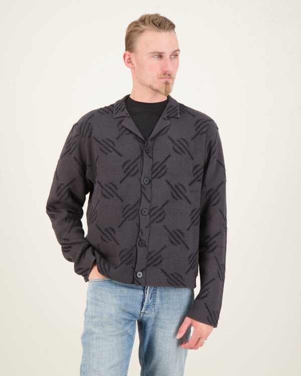 Kirabo Monogram Knit Cardigan Zwart
