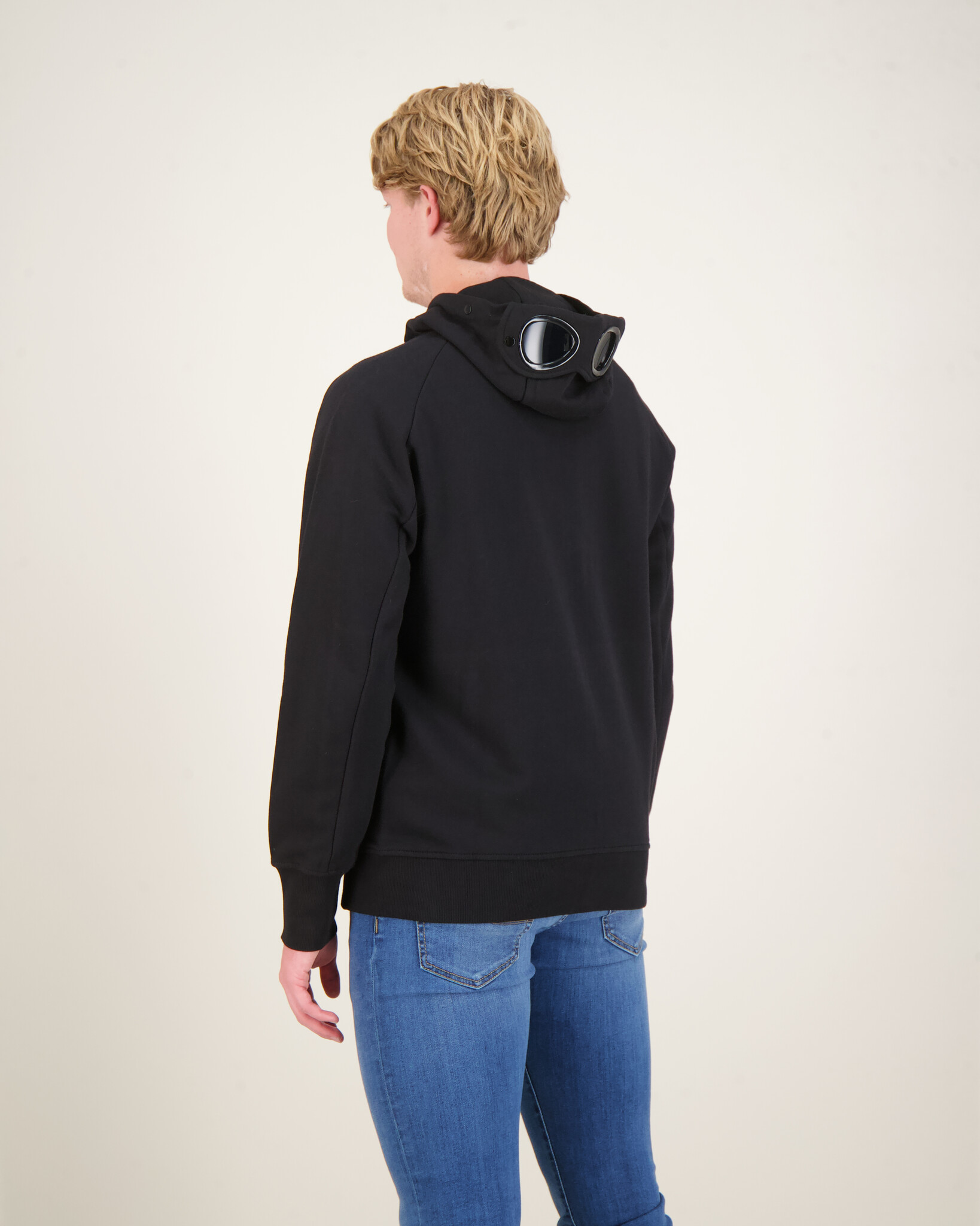 C.P. Company Diagonal Raised Fleece Goggle Zipped Hooded Sweatshirt Beachim