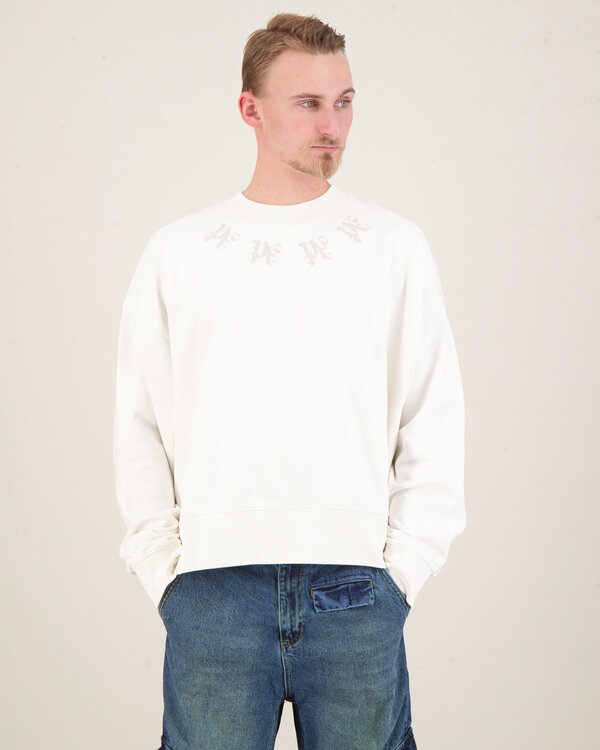 Statement Monogram Crewneck Sweater Beige
