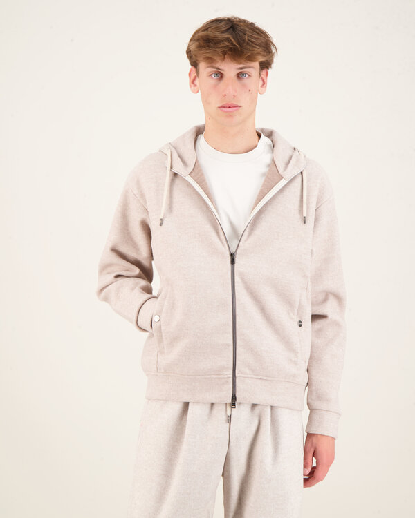 Felpa Cappuccio Nylon Jacket Beige