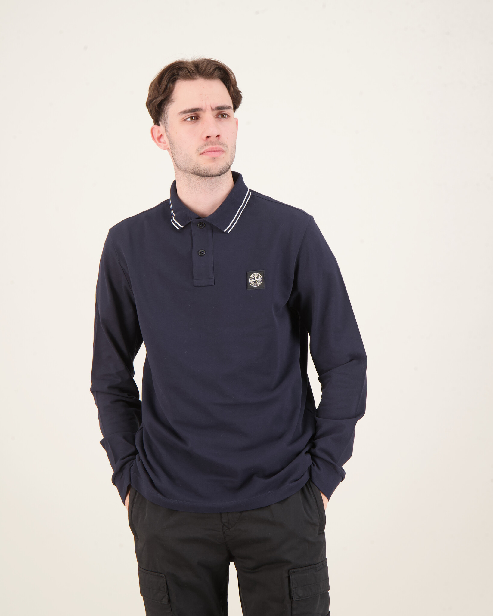Stone Island 2SL18 Slim Fit Polo Long Sleeve Navy - Beachim Stone Island 2SL18 Slim Fit Polo Long Sleeve Navy - Beachim