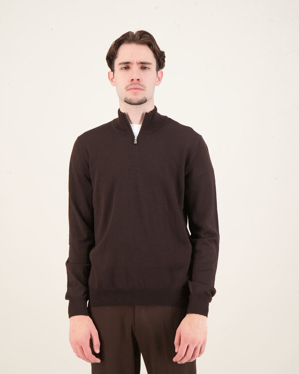 Knitwear Mock Zip Sweater Bruin
