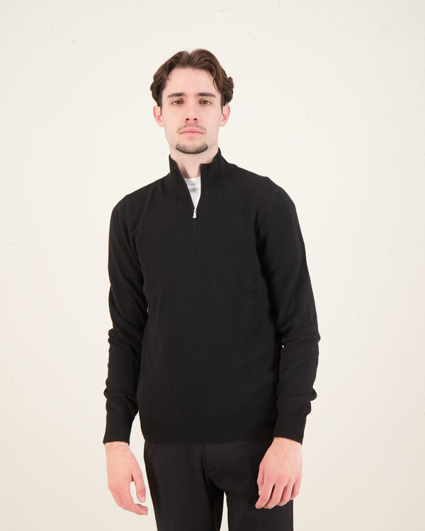 Knitwear Mock Zip Sweater Zwart