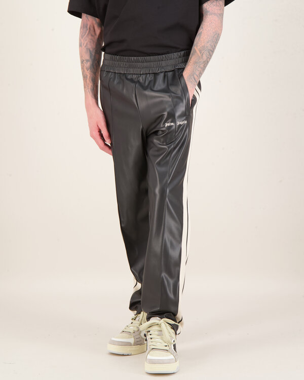 Leather Effect Track Pants Zwart