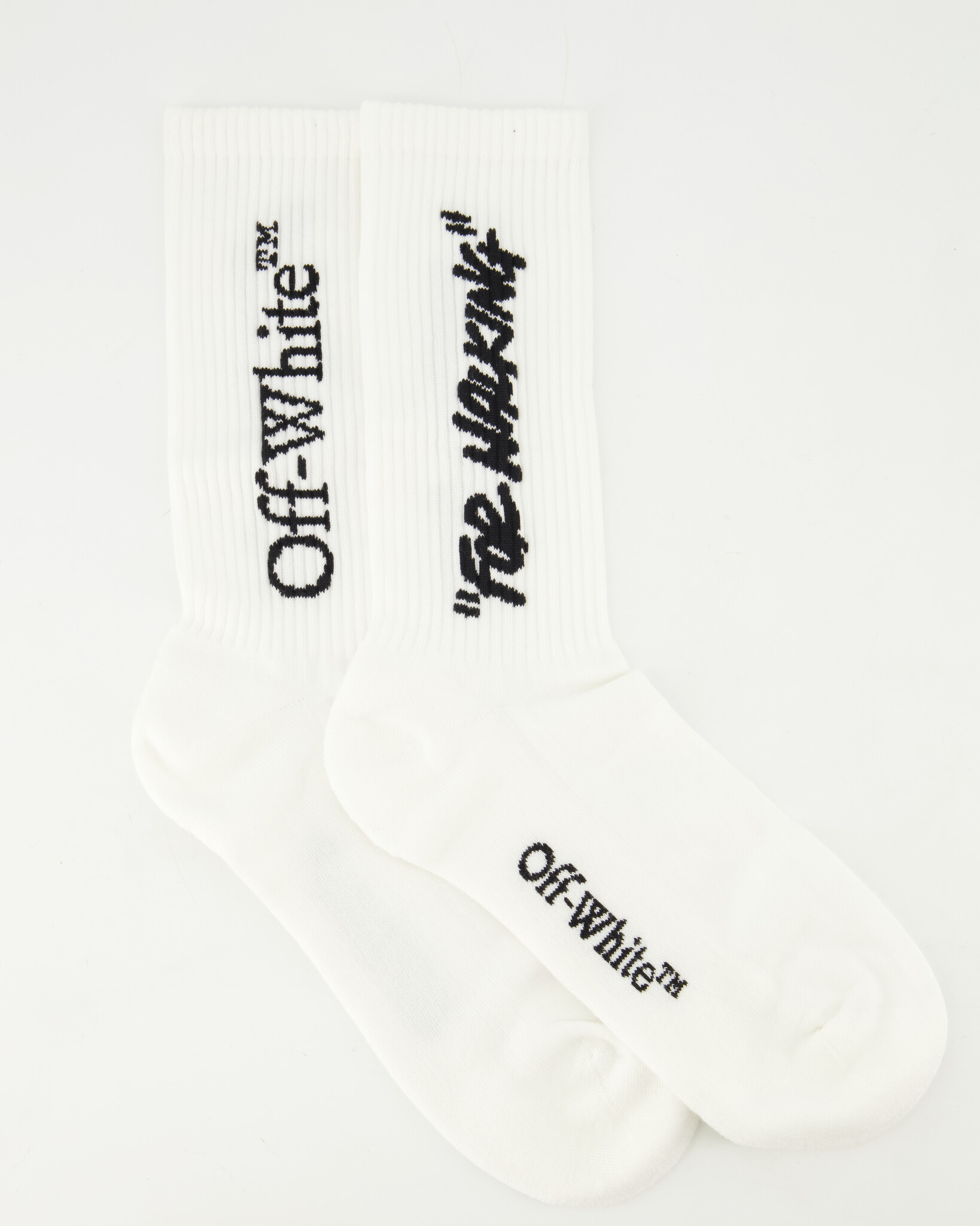 Off-White Quote Mid Calf Socks Wit - Beachim