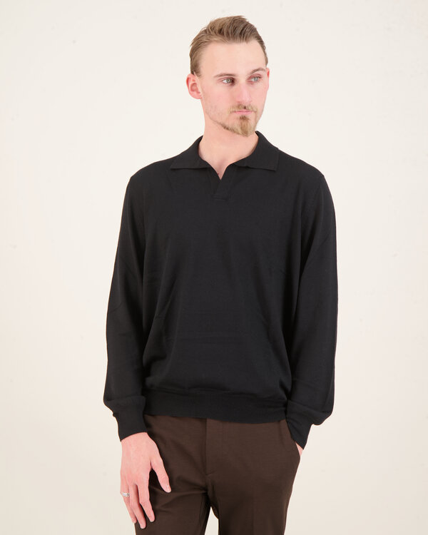 Tennis Polo Long Sleeve Zwart