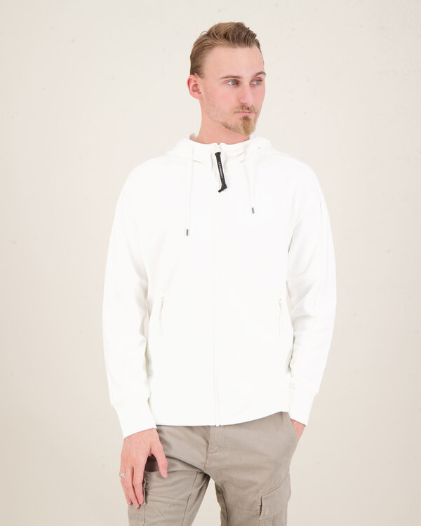 Diagonal Raised Fleece Goggle Zipped Hooded Sweatshirt Wit