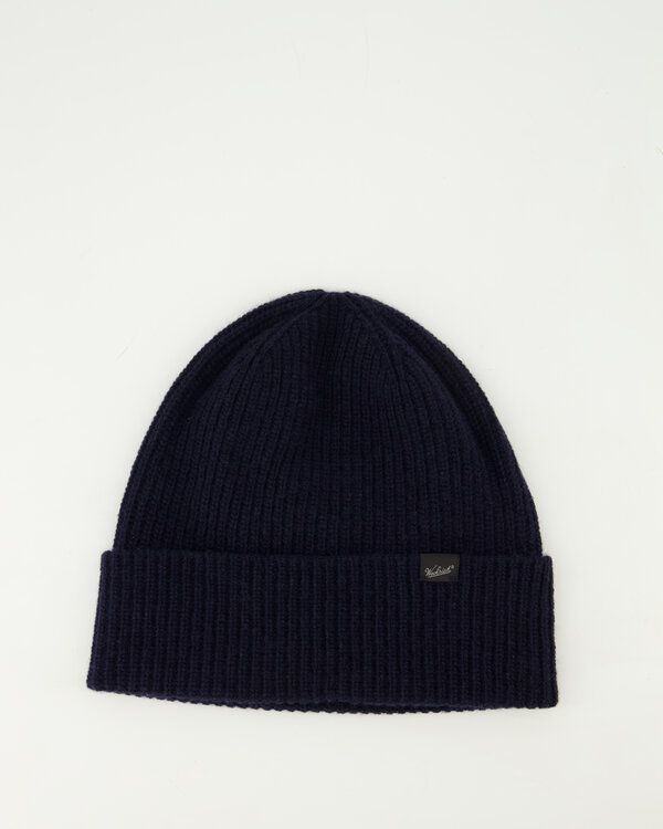 Knitted Ribbed Beanie Blauw