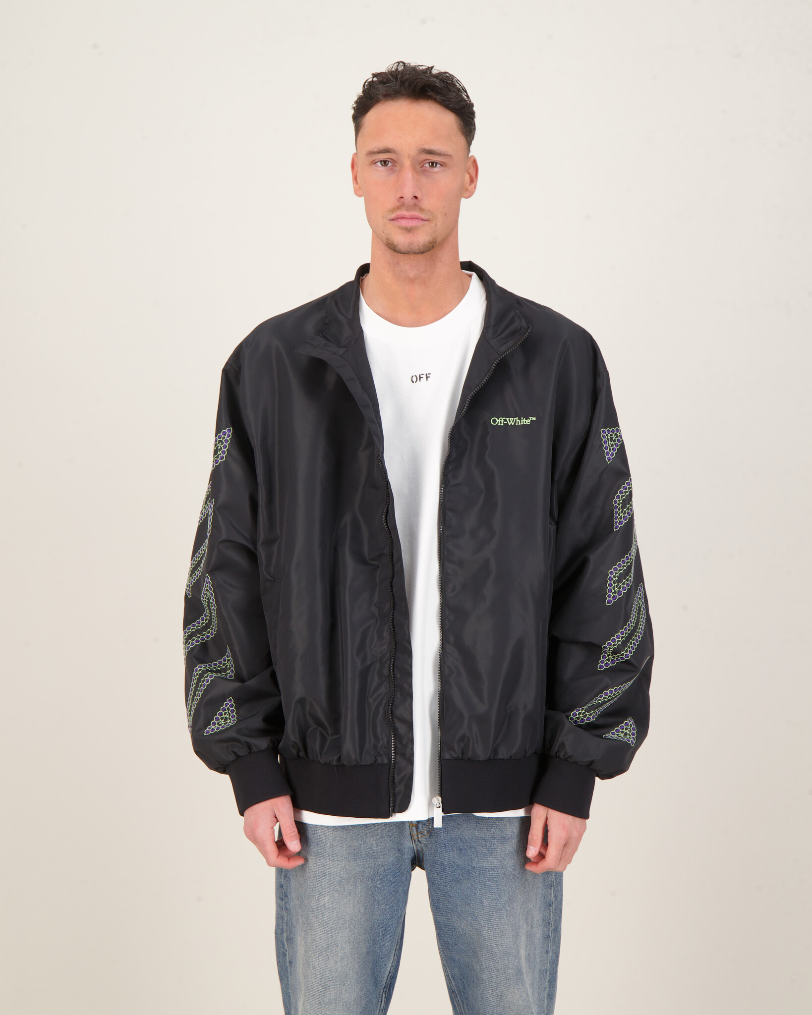 Off-White Diag Outl Nyl Faille Jacket Schwarz - Beachim Off-White Diag Outl Nyl Faille Jacket Schwarz - Beachim