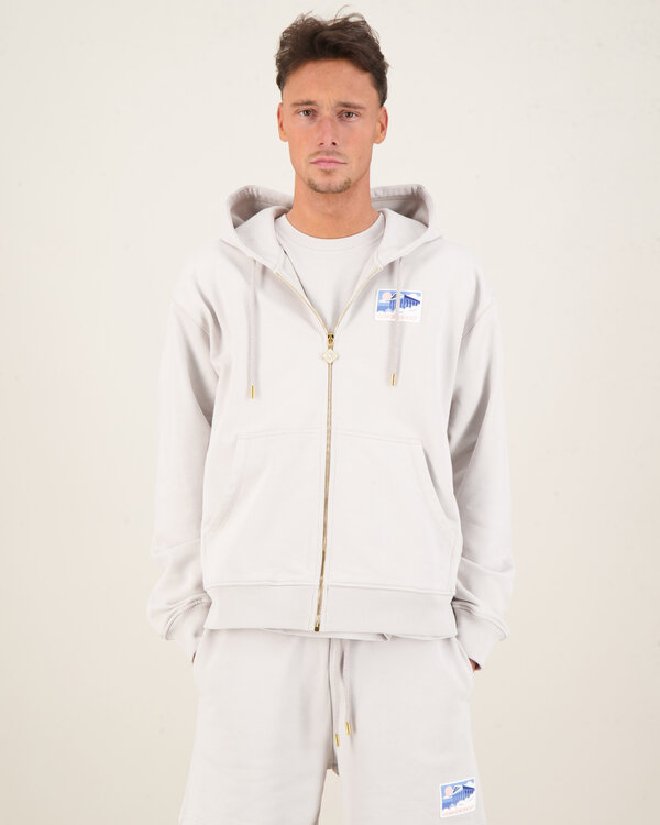 Greek Temple Patch Zip Hoodie Grau