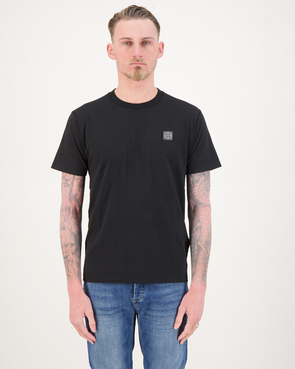 4S0115 Logo Patch Basic T-Shirt Schwarz