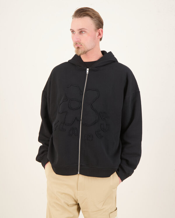 Blossom Patches Zip-Up Hoodie Zwart
