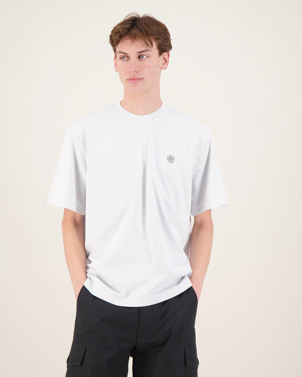 4S0115  Logo Patch Basic T-Shirt Licht Blauw